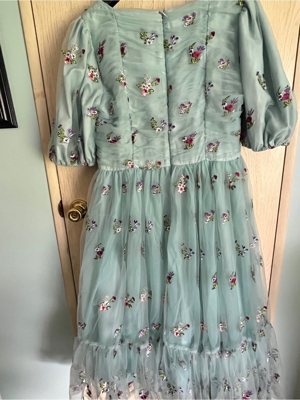 JESSAKAE Garden Fairy MIDI Dress in Mint / Blue Embroidered Floral Sz XL - Picture 8 of 14